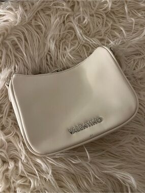 Valentino Cream Shoulder Bag with Silver Logo